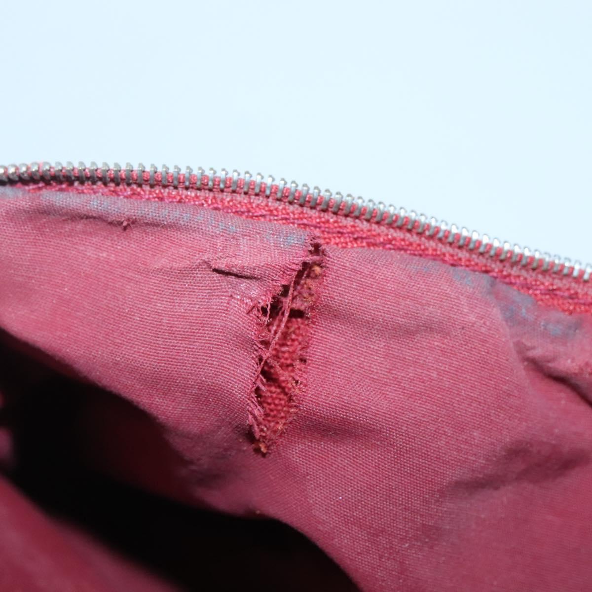 HERMES Bolide Pouch Canvas 2Set Beige Red Silver Auth bs28345