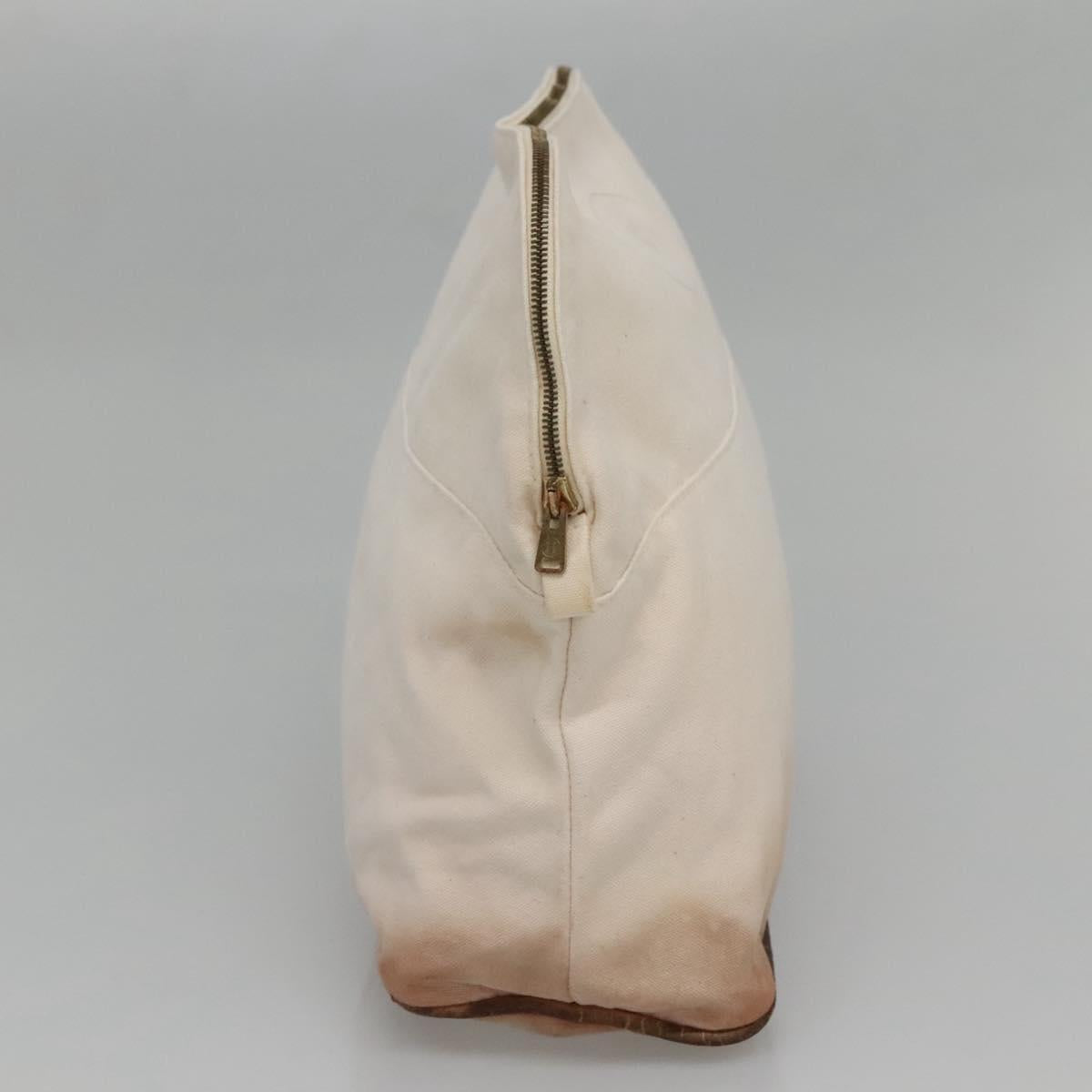 HERMES Bolide Pouch Canvas 2Set Beige Red Silver Auth bs28345