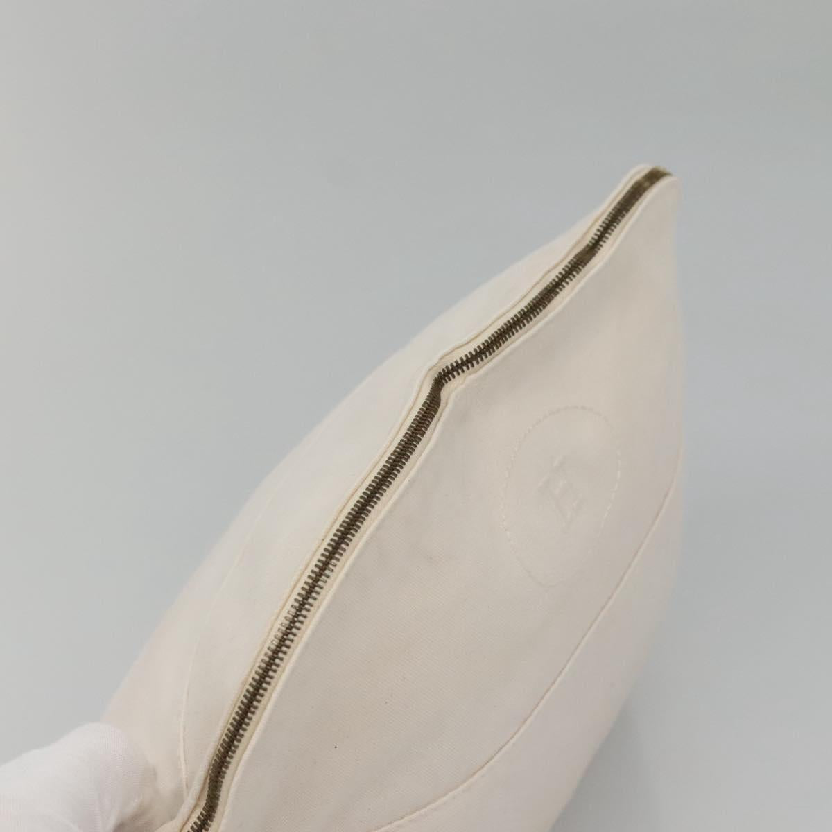 HERMES Bolide Pouch Canvas 2Set Beige Red Silver Auth bs28345