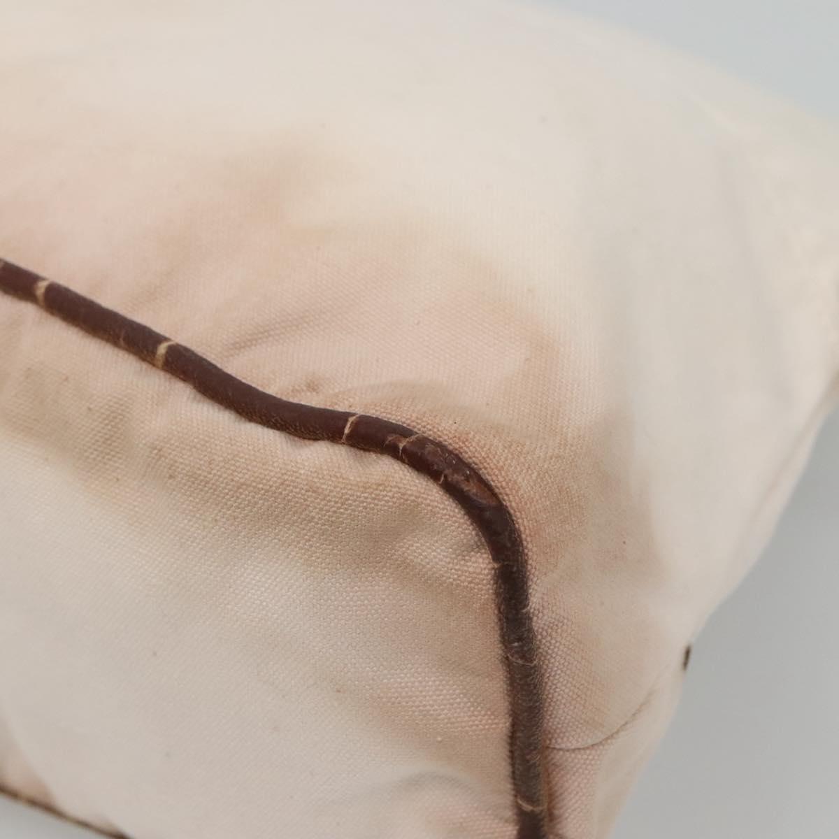 HERMES Bolide Pouch Canvas 2Set Beige Red Silver Auth bs28345