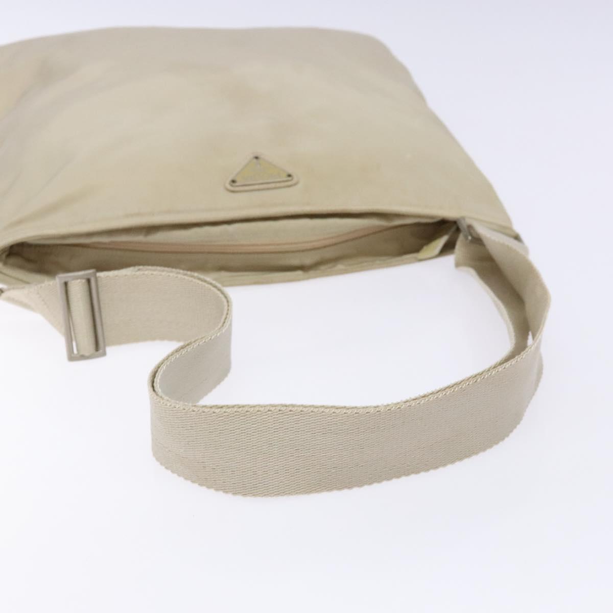 PRADA Shoulder Bag Nylon Beige Auth bs28381