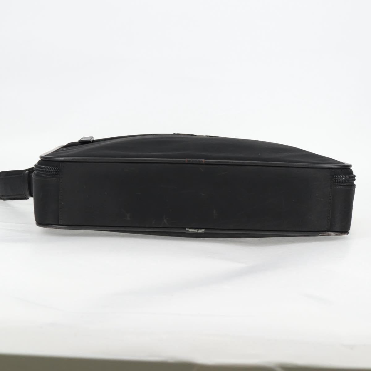 PRADA Hand Bag Nylon Leather 2way Black Silver Auth bs28384