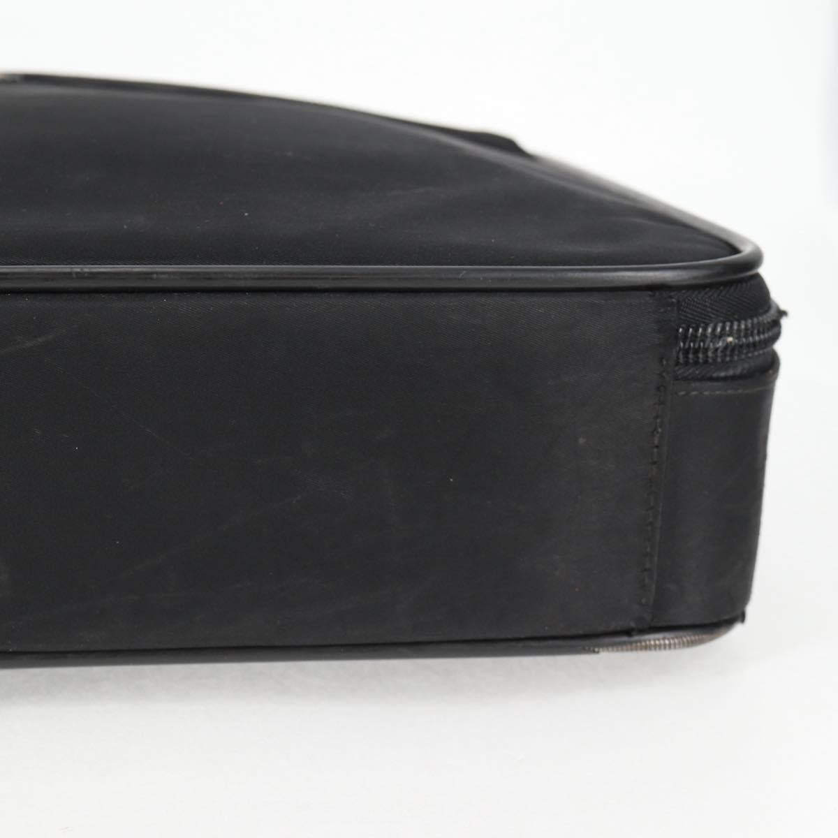 PRADA Hand Bag Nylon Leather 2way Black Silver Auth bs28384