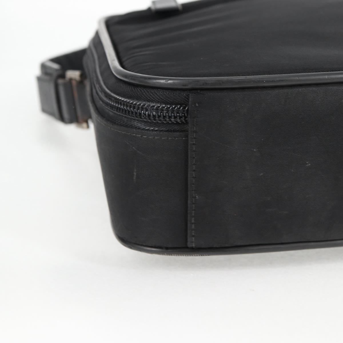 PRADA Hand Bag Nylon Leather 2way Black Silver Auth bs28384