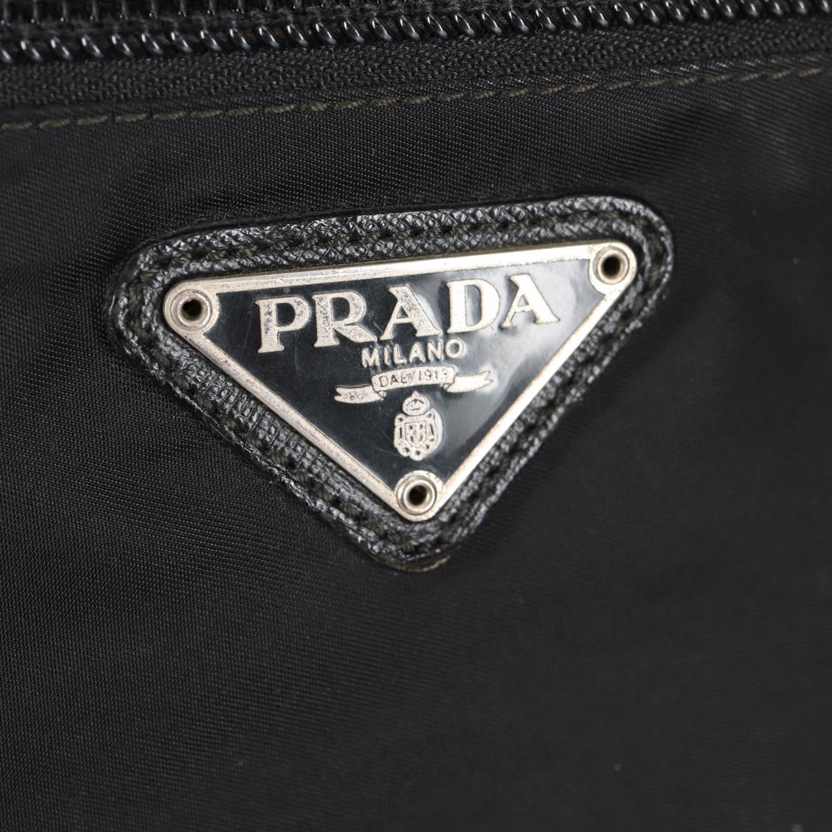 PRADA Hand Bag Nylon Leather 2way Black Silver Auth bs28384