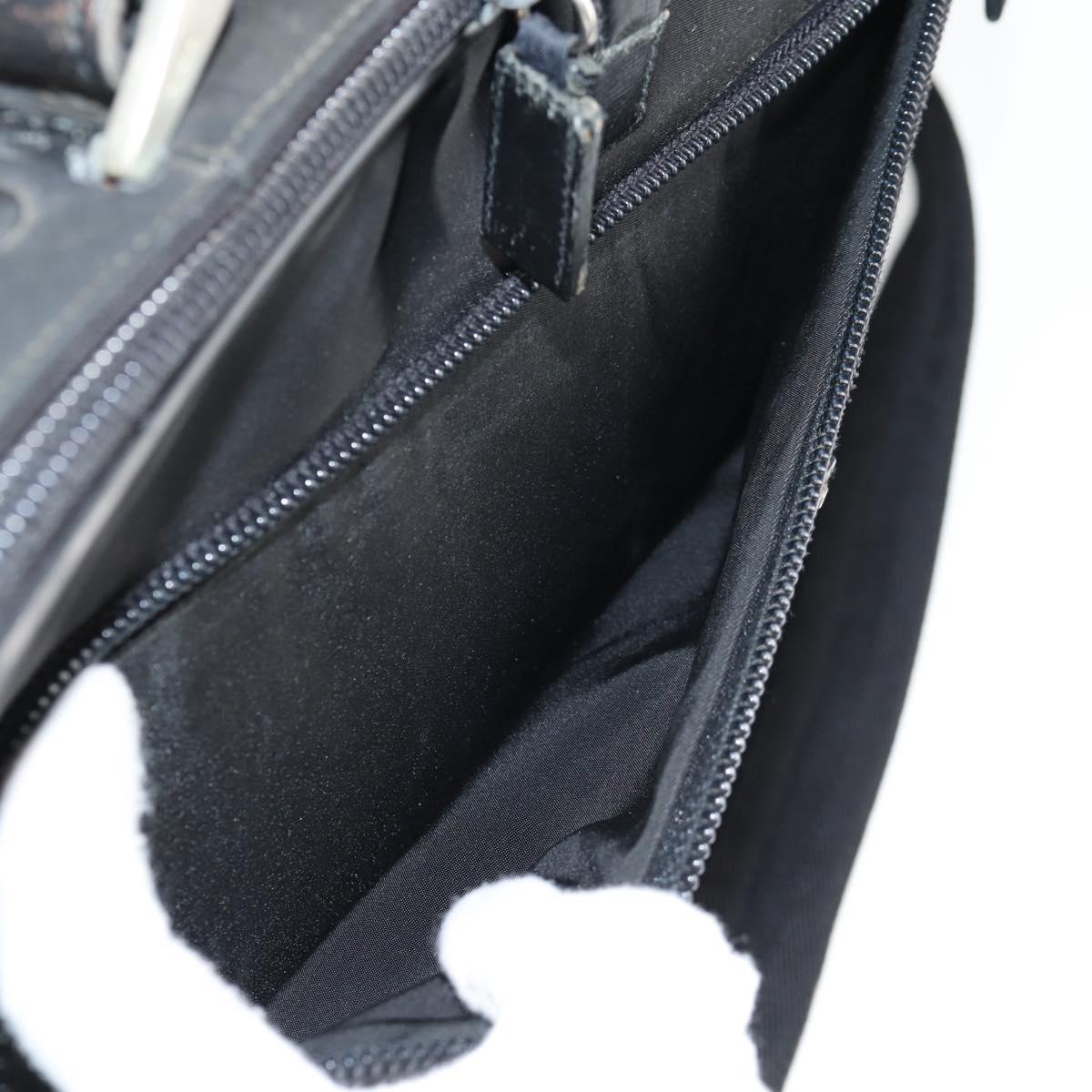PRADA Hand Bag Nylon Leather 2way Black Silver Auth bs28384