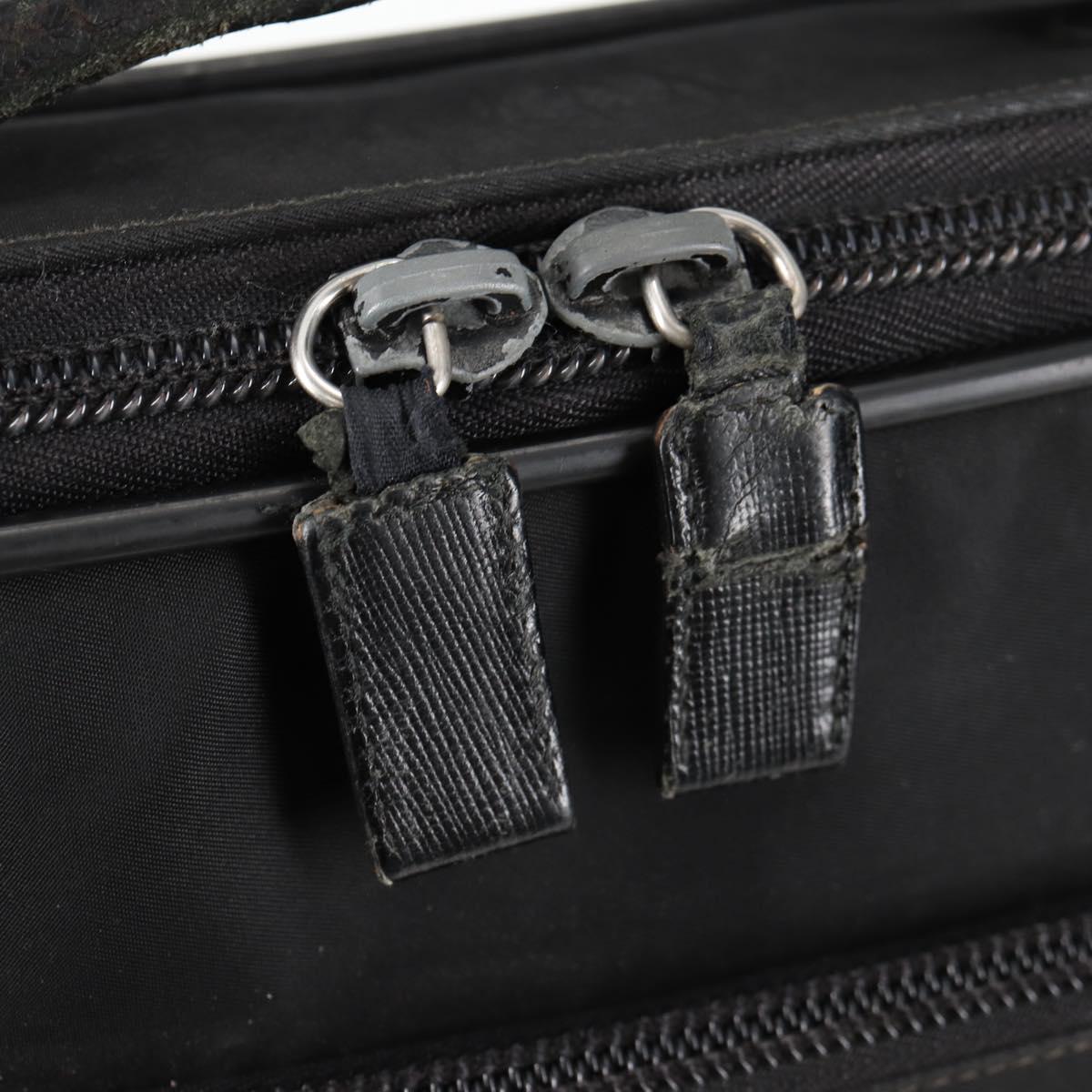 PRADA Hand Bag Nylon Leather 2way Black Silver Auth bs28384