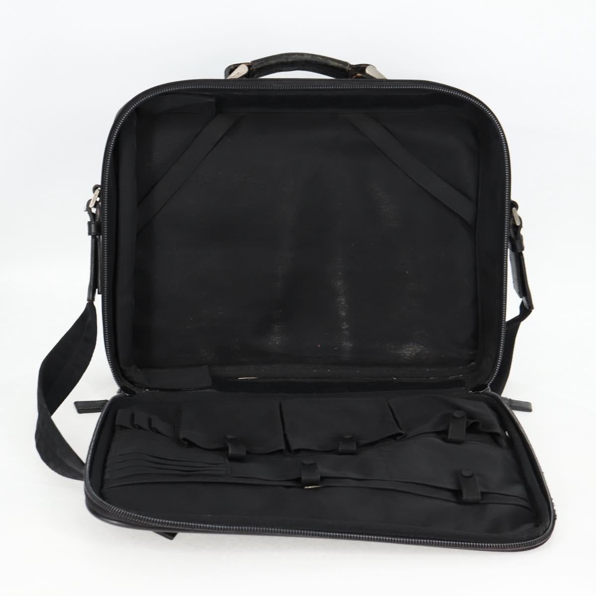 PRADA Hand Bag Nylon Leather 2way Black Silver Auth bs28384