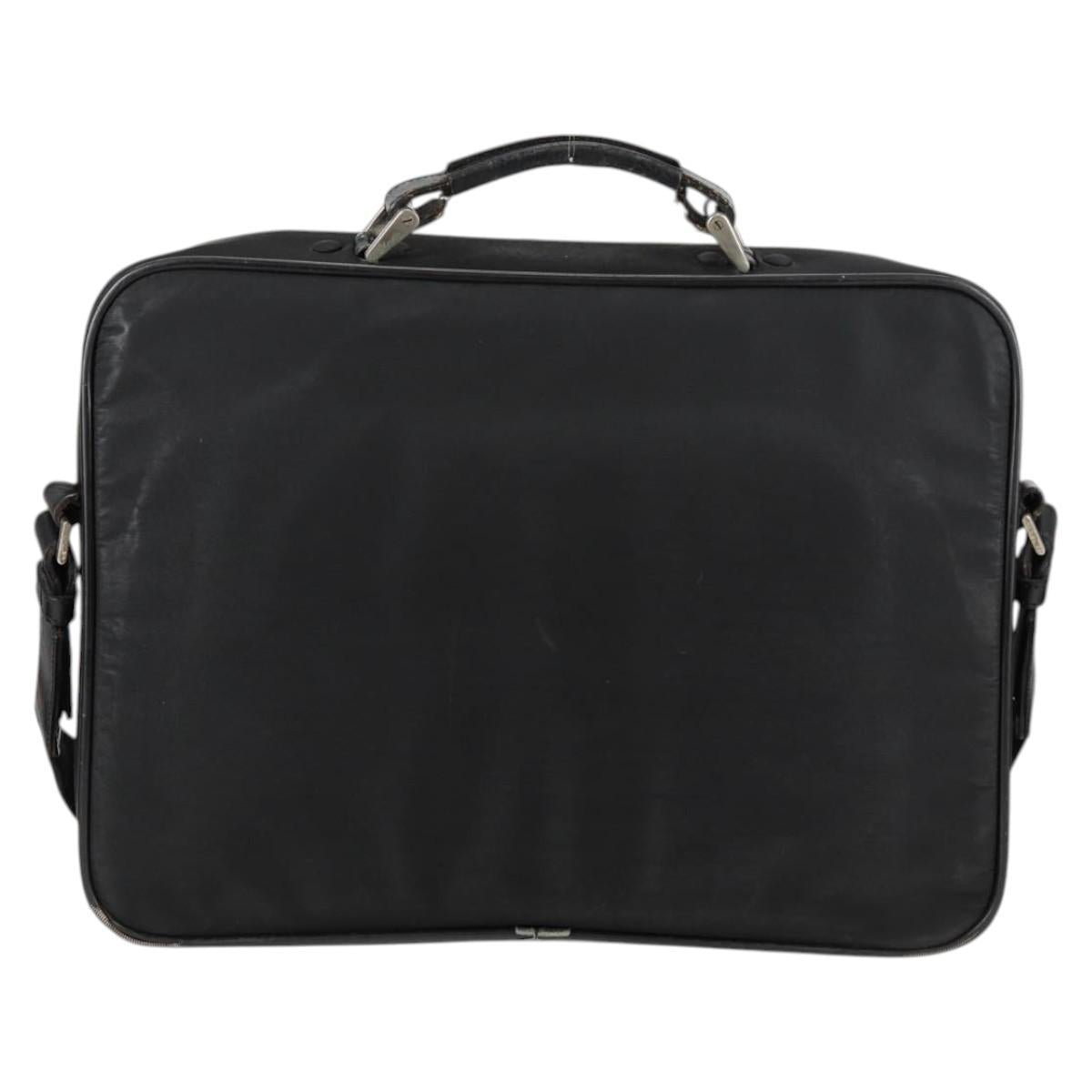 PRADA Hand Bag Nylon Leather 2way Black Silver Auth bs28384