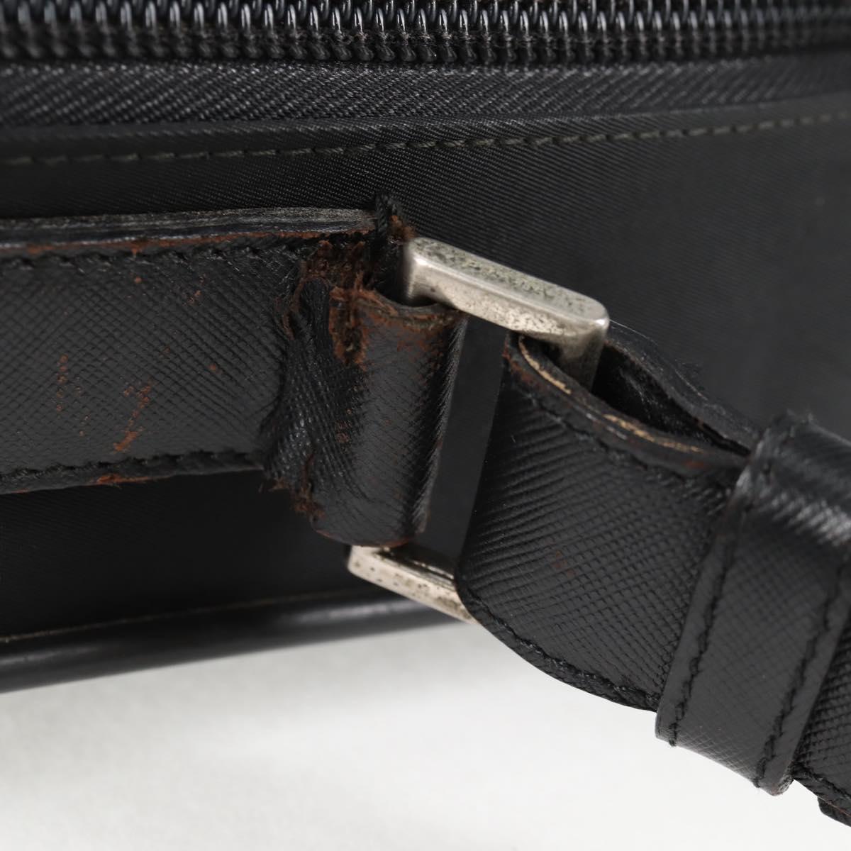 PRADA Hand Bag Nylon Leather 2way Black Silver Auth bs28384