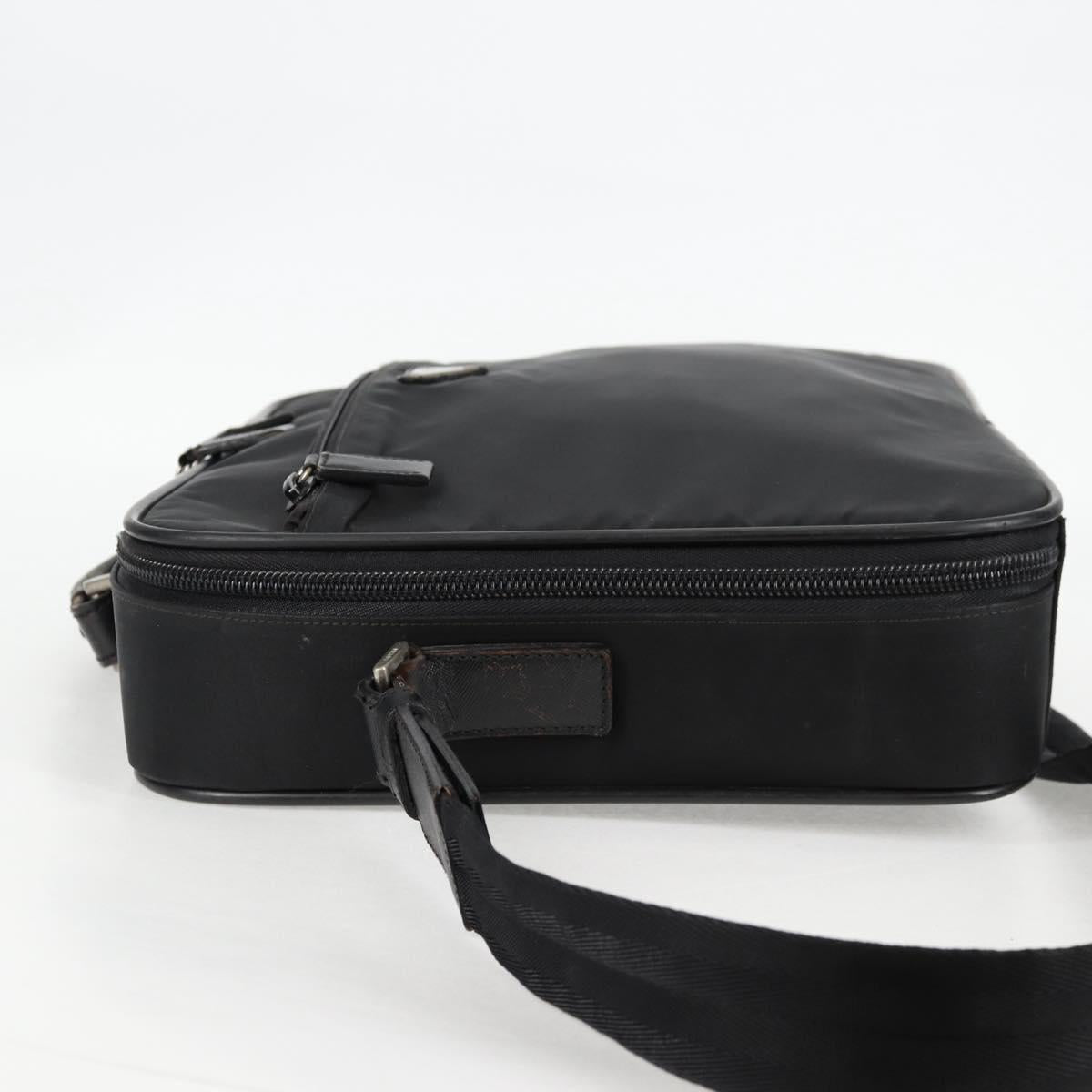 PRADA Hand Bag Nylon Leather 2way Black Silver Auth bs28384
