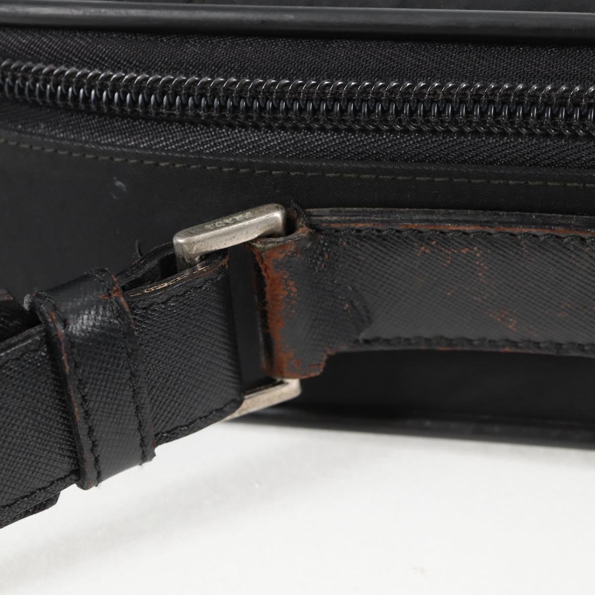 PRADA Hand Bag Nylon Leather 2way Black Silver Auth bs28384
