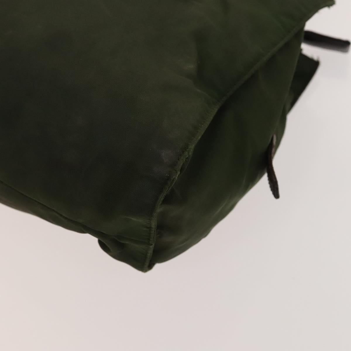 PRADA Shoulder Bag Nylon Leather 2Set Khaki Brown Auth bs28388