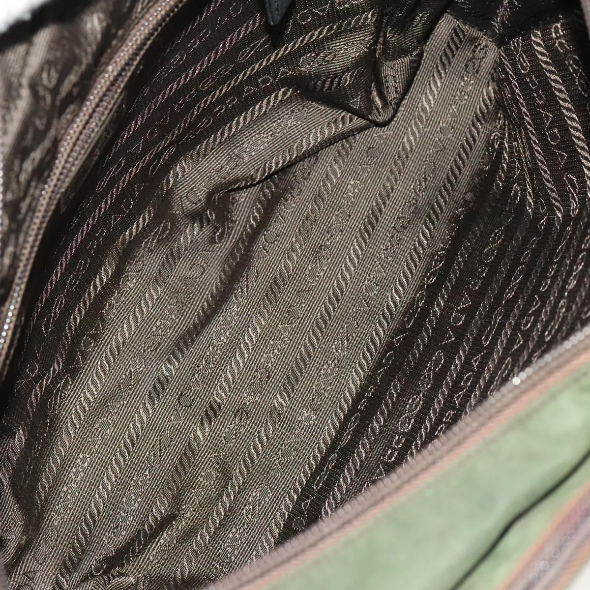 PRADA Shoulder Bag Nylon Leather 2Set Khaki Brown Auth bs28388