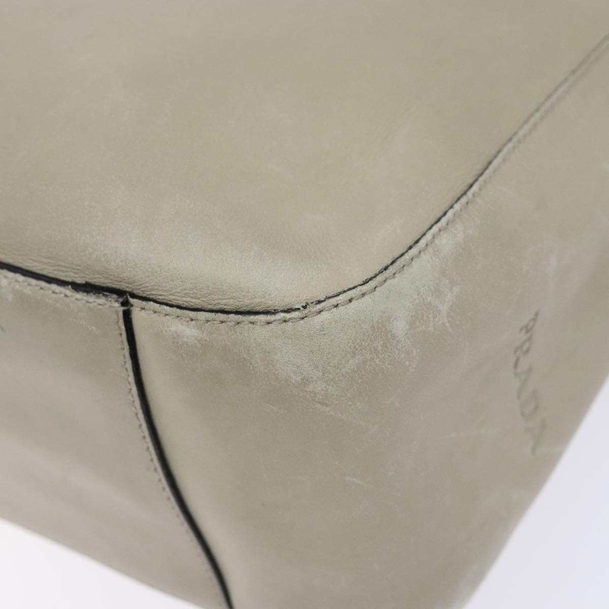PRADA Tote Bag Leather Gray Auth bs28397