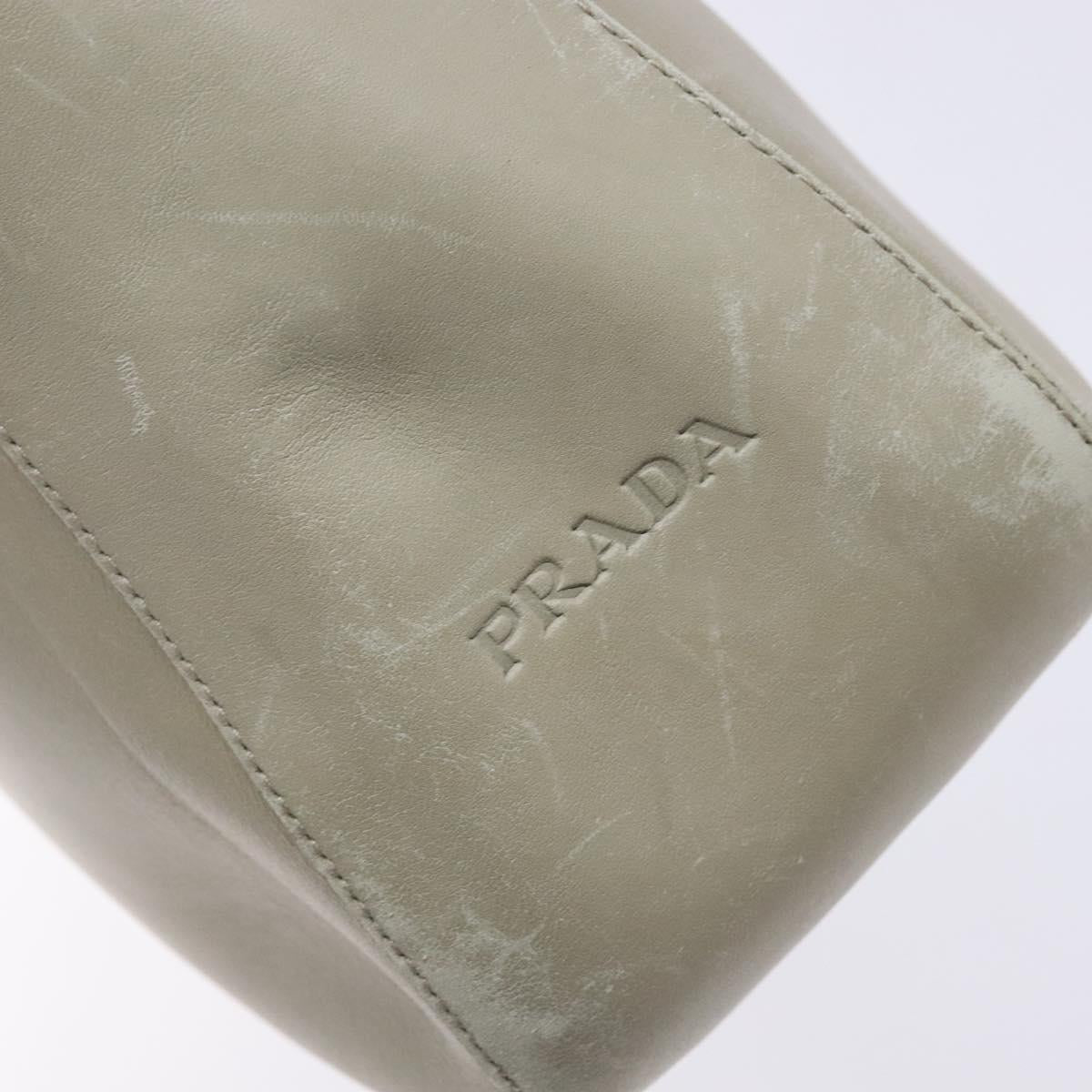 PRADA Tote Bag Leather Gray Auth bs28397