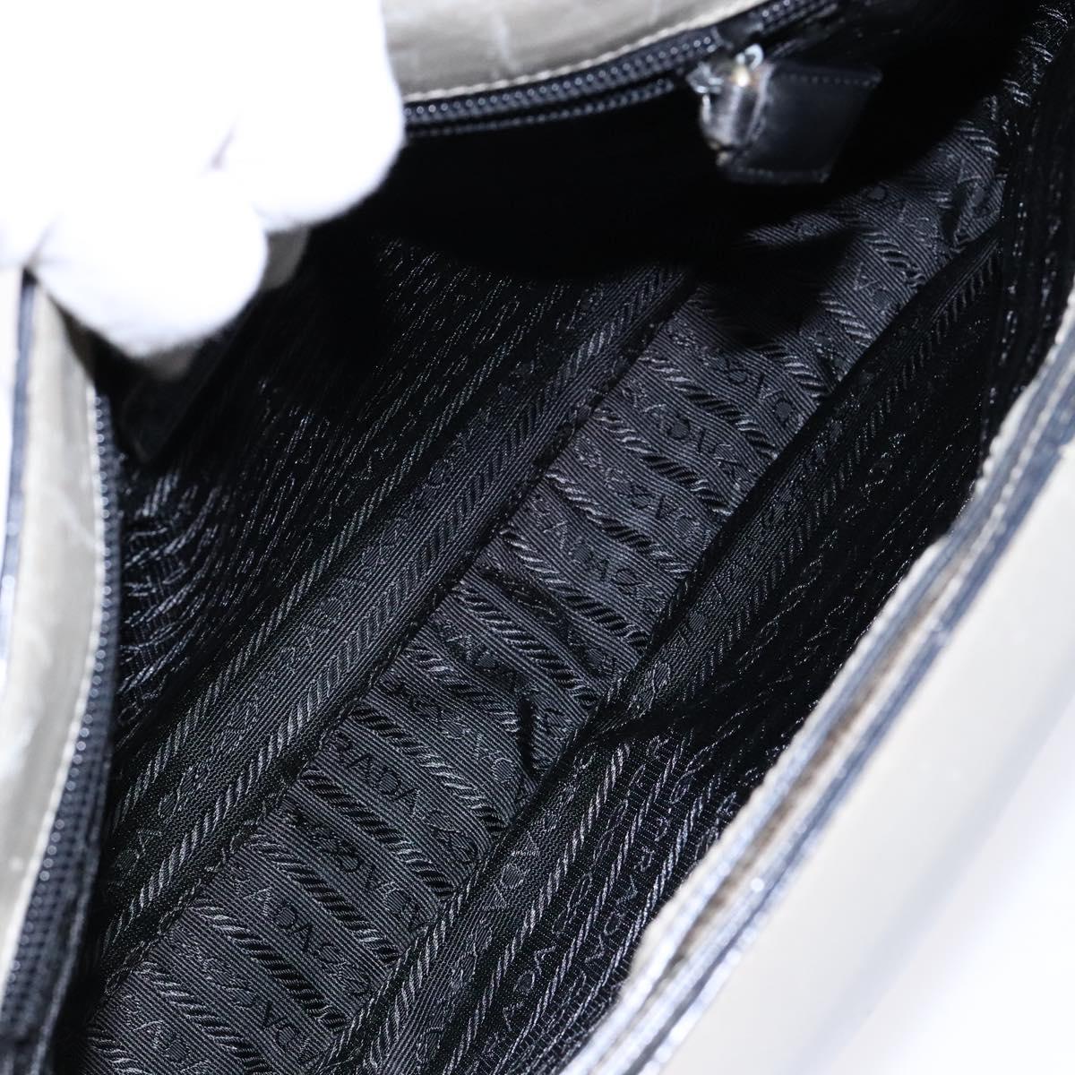 PRADA Tote Bag Leather Gray Auth bs28397