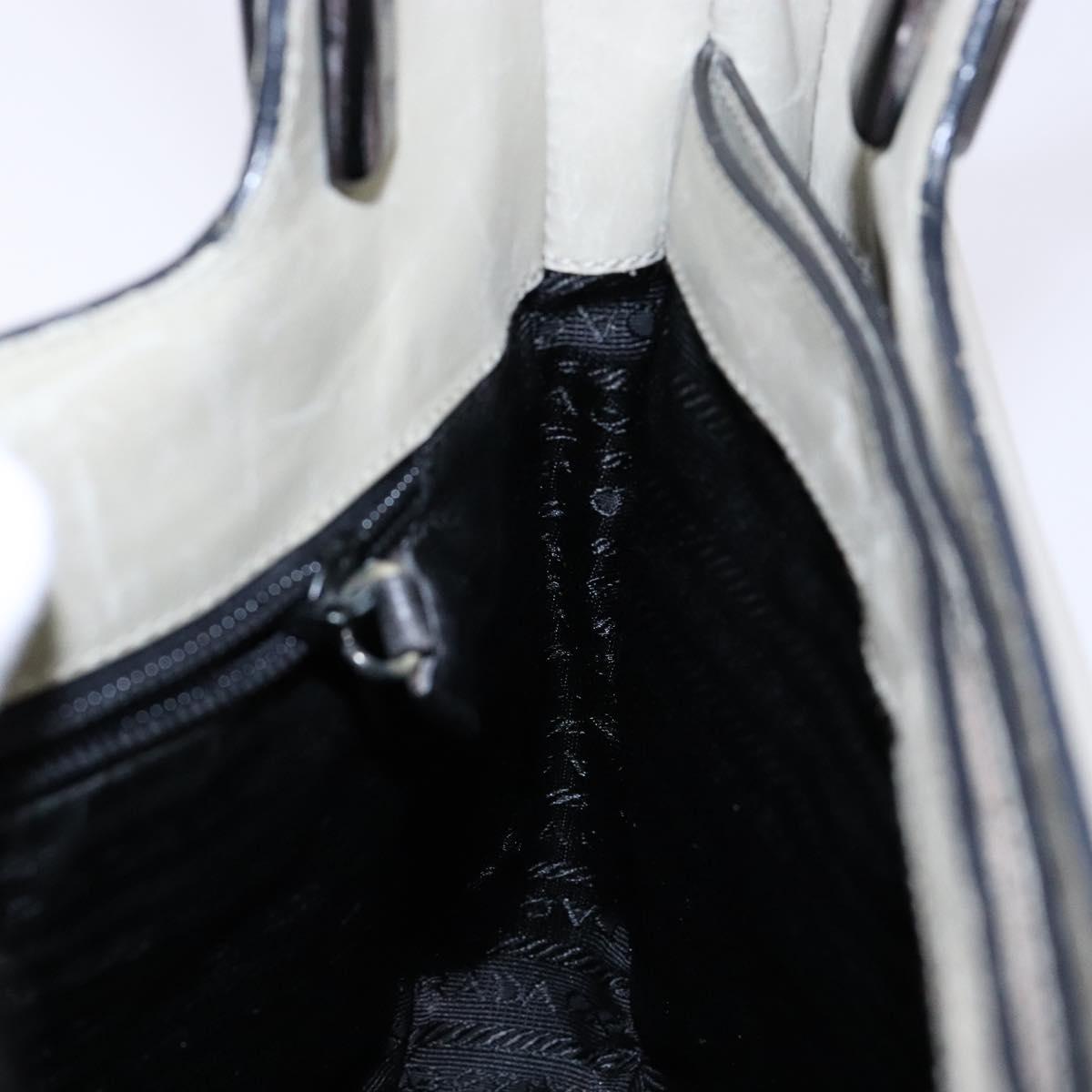PRADA Tote Bag Leather Gray Auth bs28397