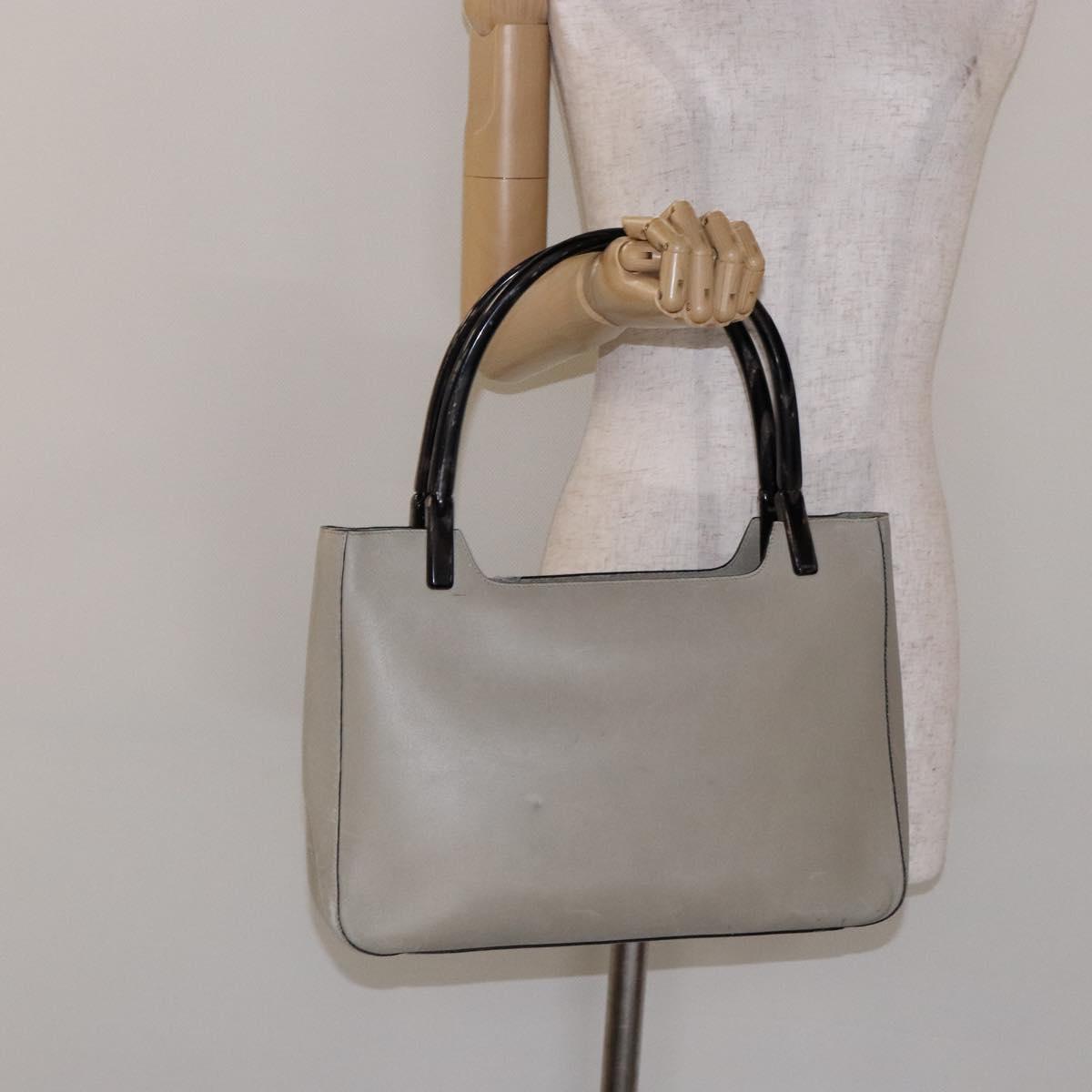 PRADA Tote Bag Leather Gray Auth bs28397