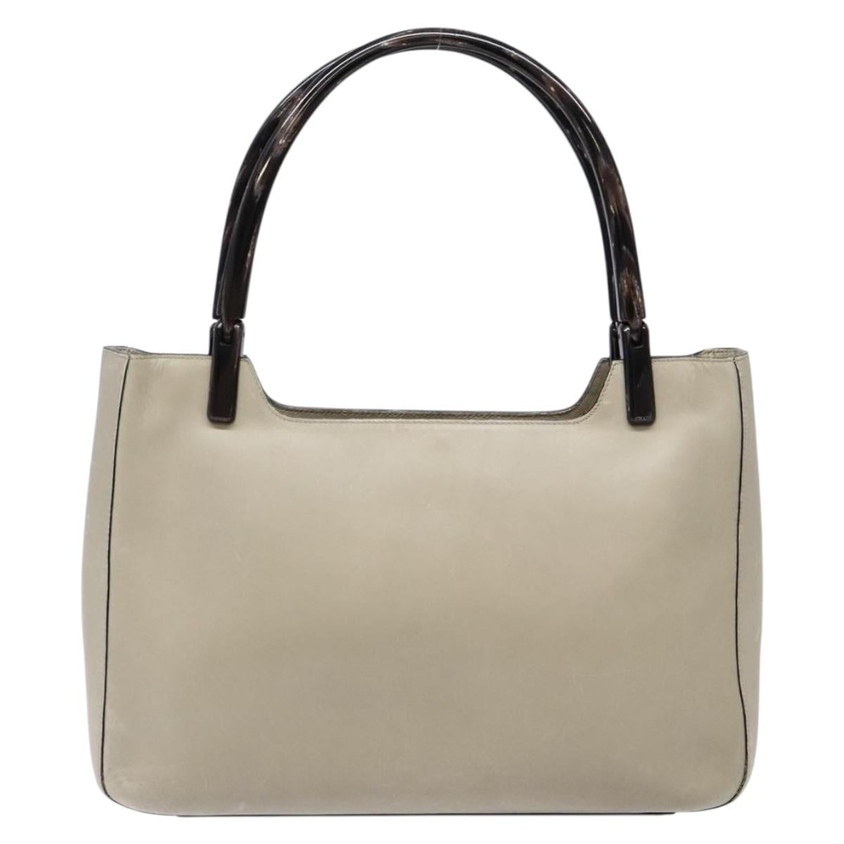 PRADA Tote Bag Leather Gray Auth bs28397