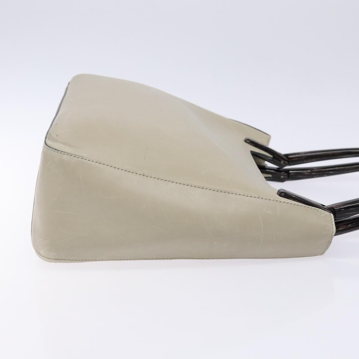 PRADA Tote Bag Leather Gray Auth bs28397