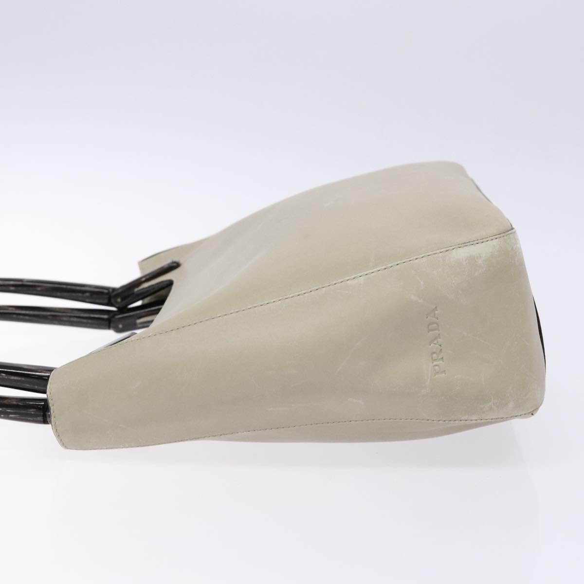 PRADA Tote Bag Leather Gray Auth bs28397