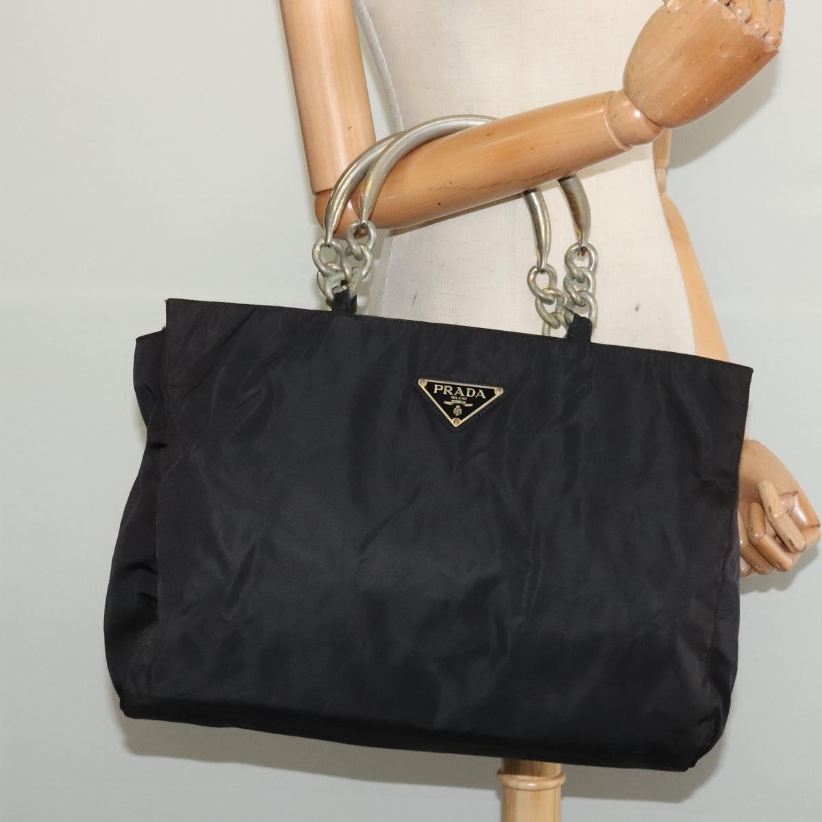 PRADA Tote Bag Nylon Black Auth bs28398