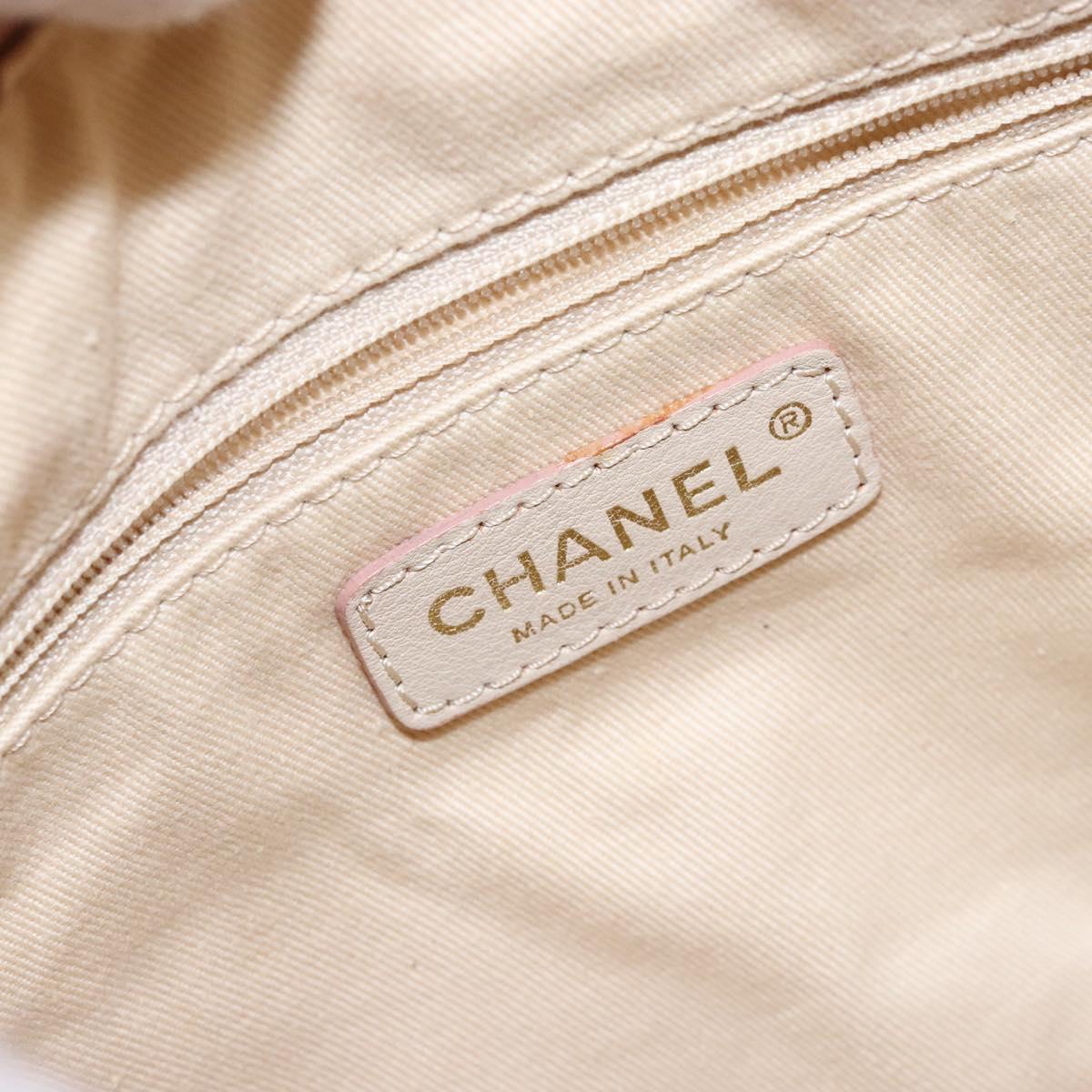 CHANEL Wide Stretch Shoulder Bag Leather Violet Silver CC Auth bs28413