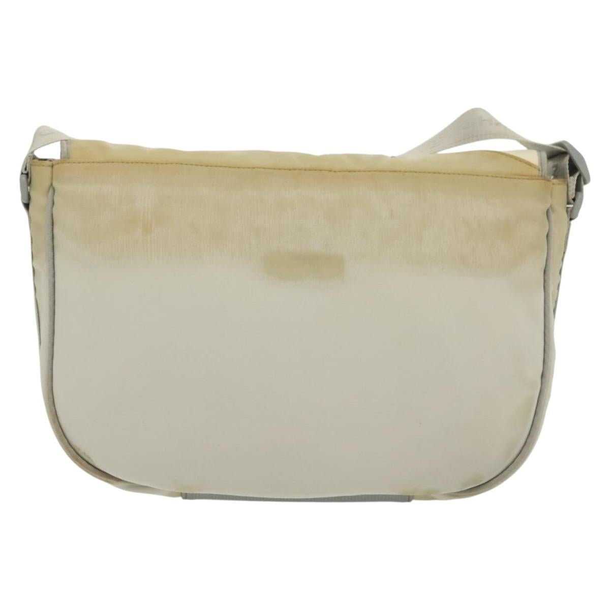 CHANEL Sports Shoulder Bag Nylon Beige Silver CC Auth bs28420