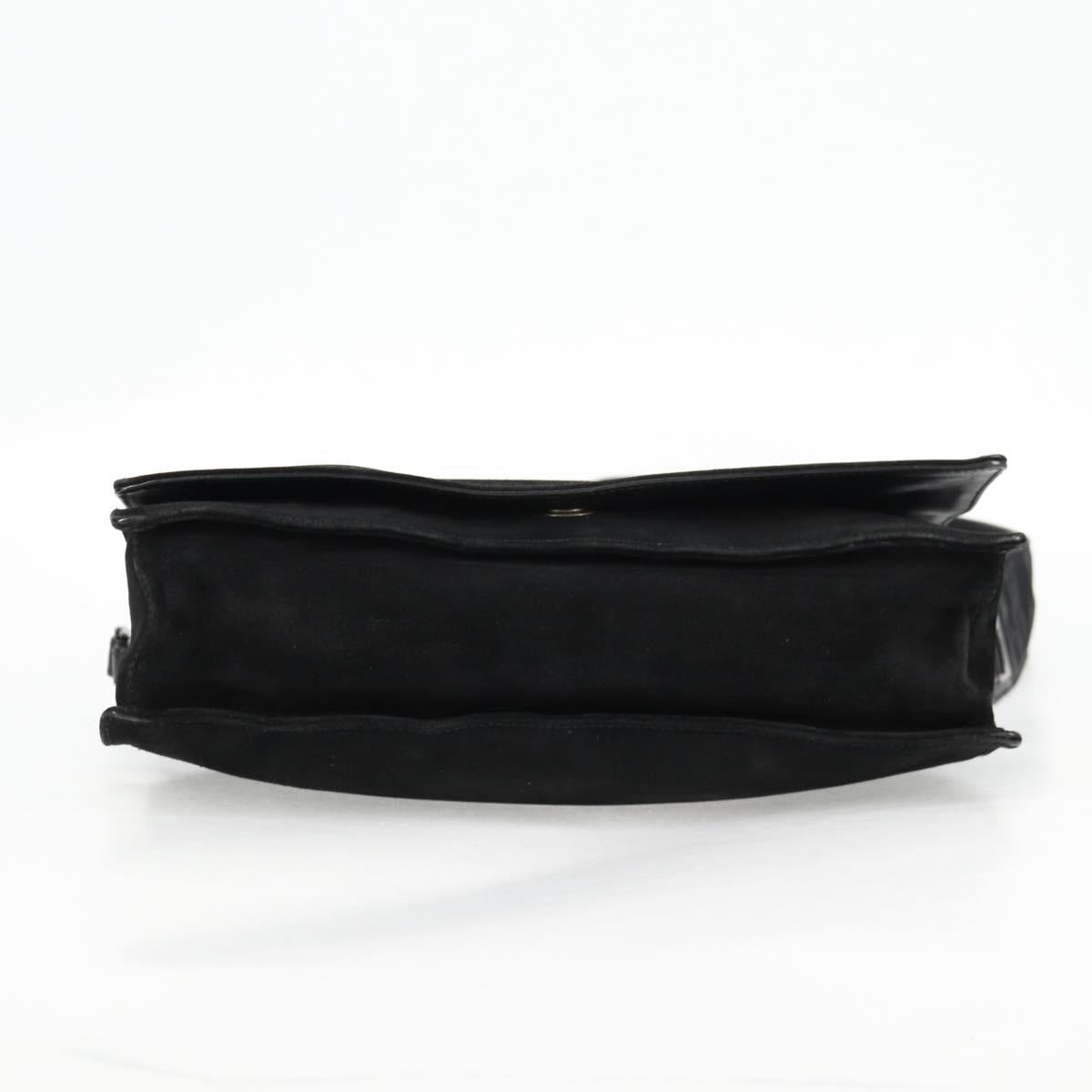 GUCCI Shoulder Bag Suede Black Silver 001 3258 Auth bs28426