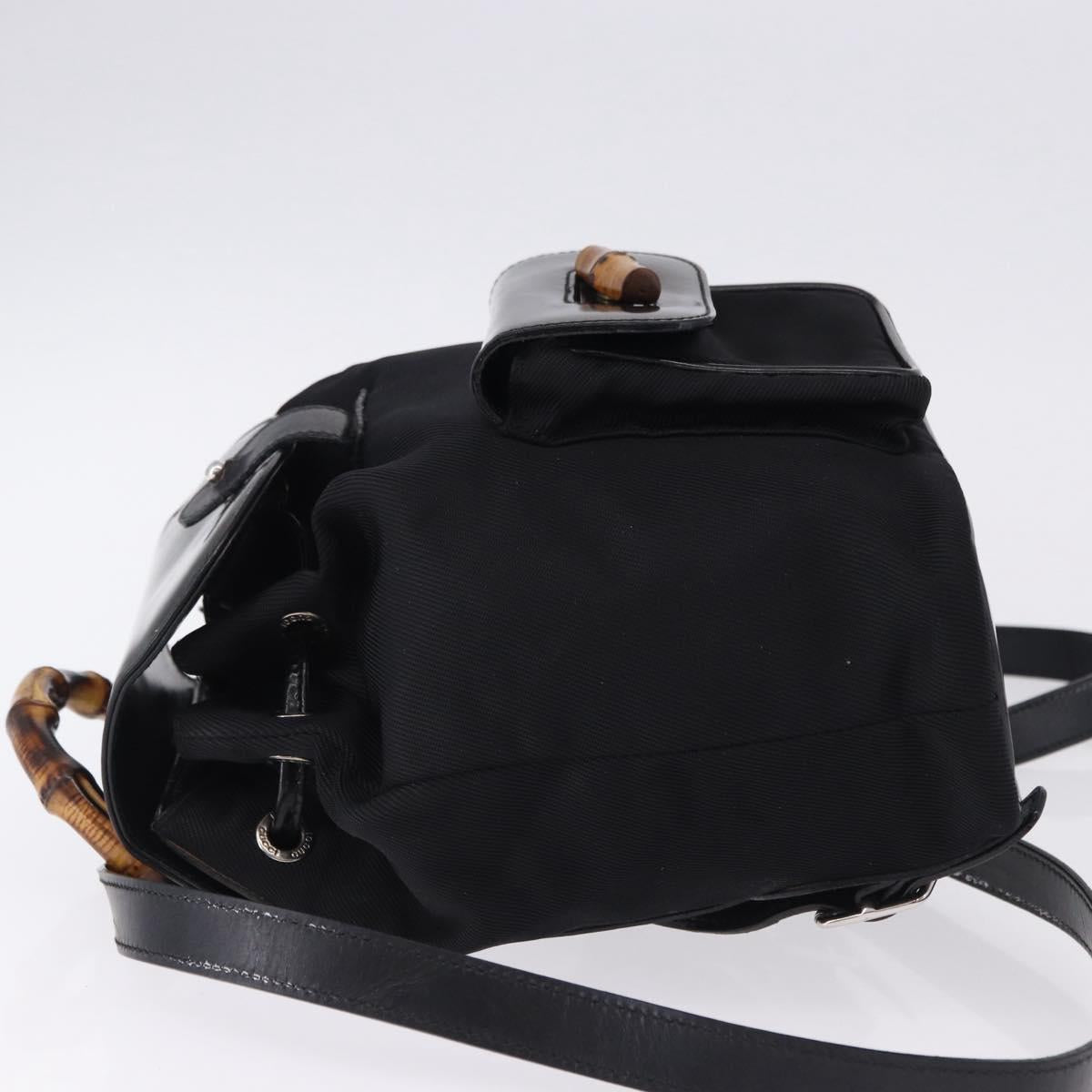 GUCCI Bamboo Backpack Nylon Black Silver 03 2265 0030 Auth bs28427