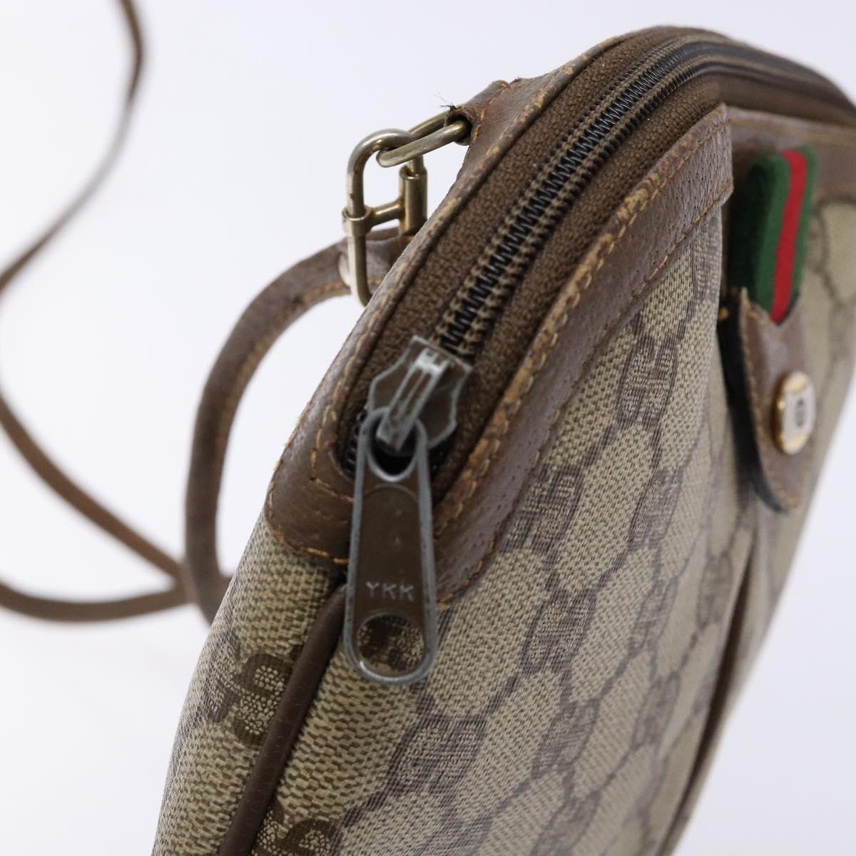 GUCCI GG Supreme Web Sherry Line Shoulder Bag PVC Beige 904 02 047 Auth bs28432