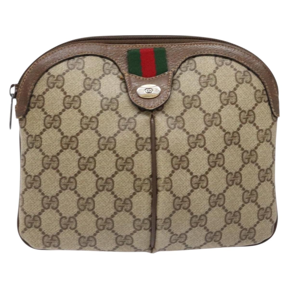 GUCCI GG Supreme Web Sherry Line Shoulder Bag PVC Beige 904 02 047 Auth bs28432