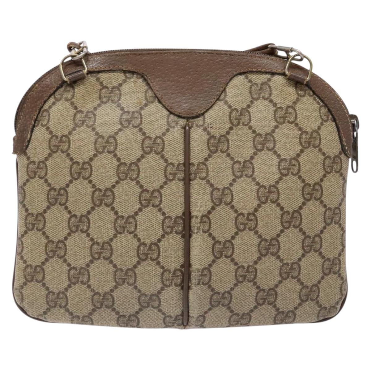 GUCCI GG Supreme Web Sherry Line Shoulder Bag PVC Beige 904 02 047 Auth bs28432