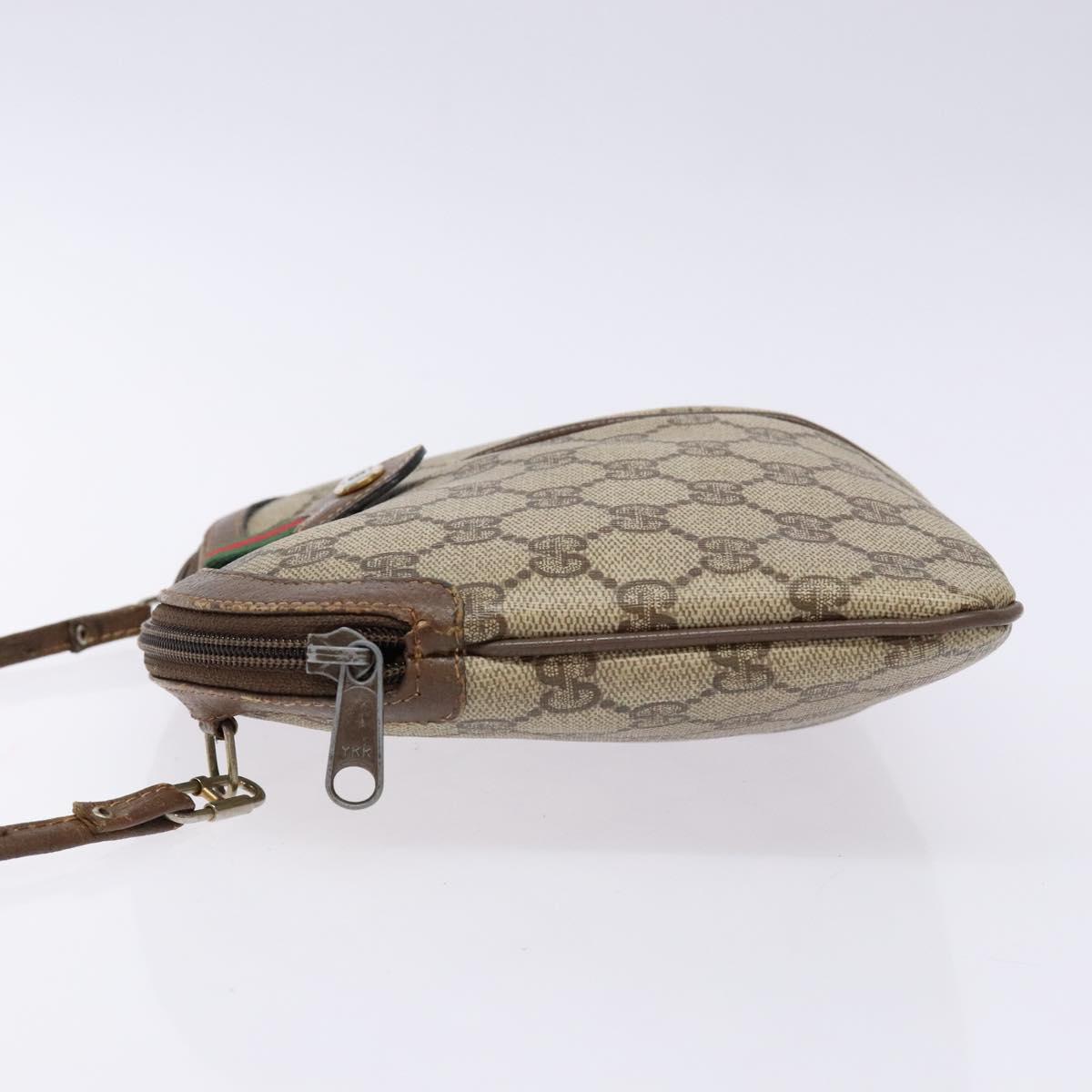 GUCCI GG Supreme Web Sherry Line Shoulder Bag PVC Beige 904 02 047 Auth bs28432