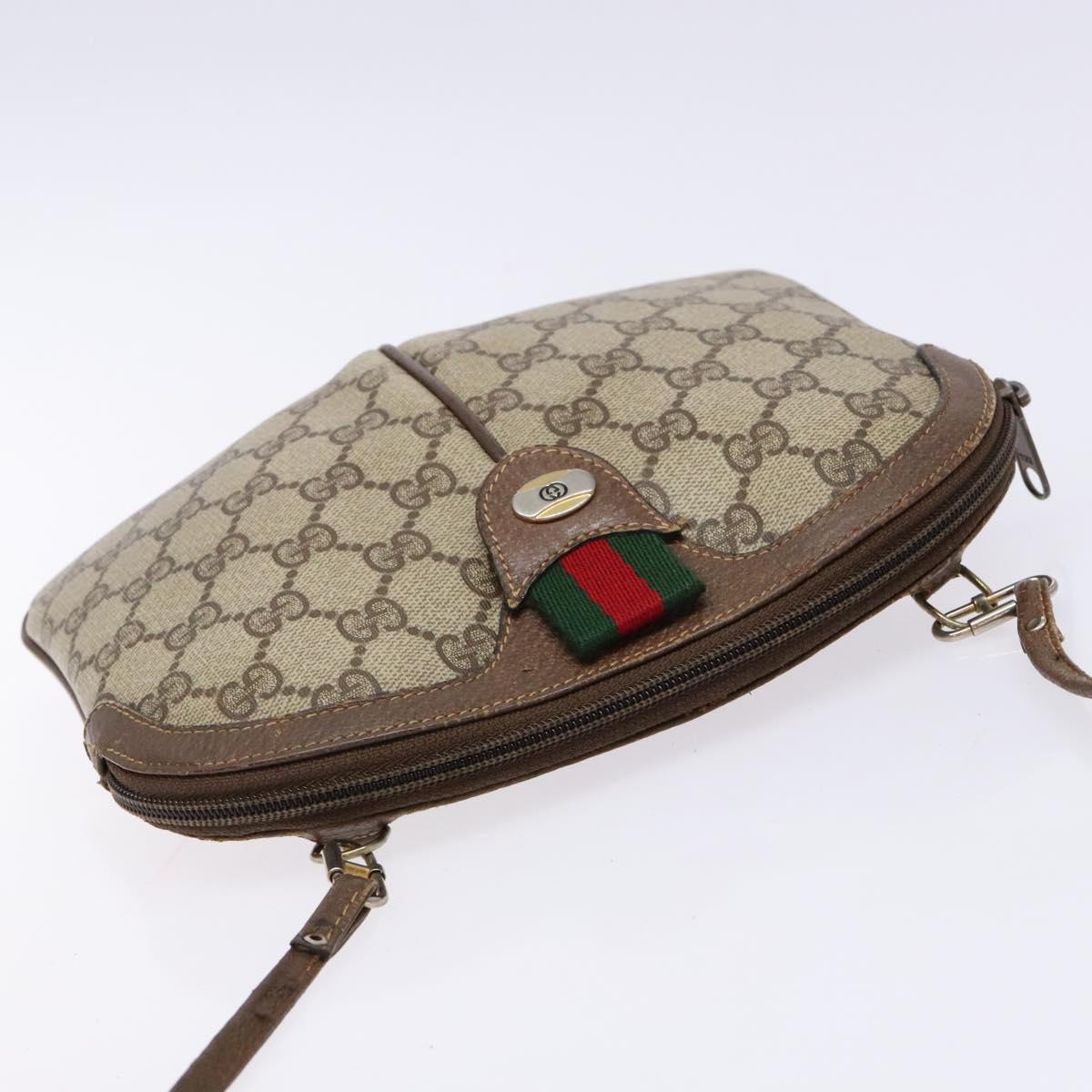 GUCCI GG Supreme Web Sherry Line Shoulder Bag PVC Beige 904 02 047 Auth bs28432