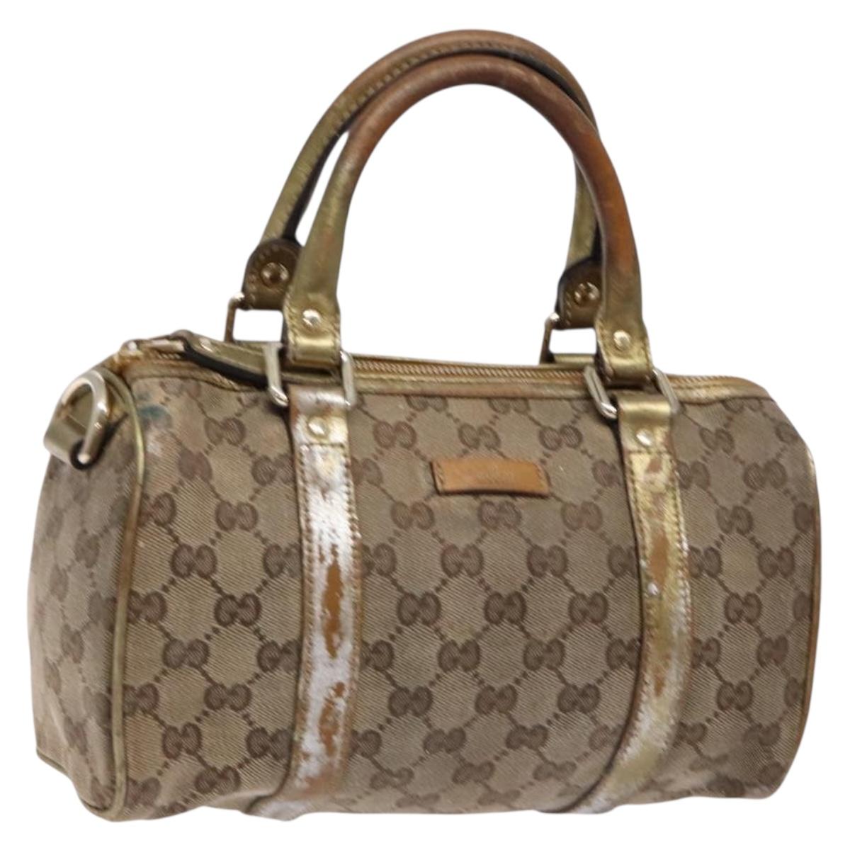 GUCCI GG Crystal Hand Bag Beige Gold 193604 Auth bs28442