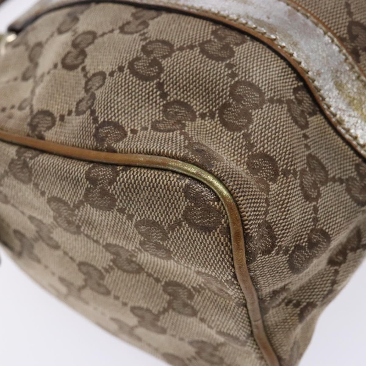 GUCCI GG Crystal Hand Bag Beige Gold 193604 Auth bs28442