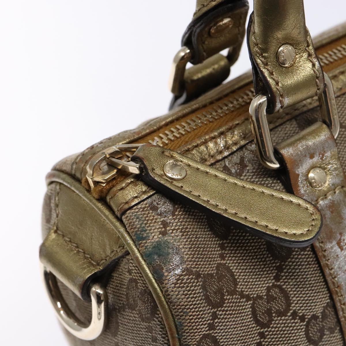GUCCI GG Crystal Hand Bag Beige Gold 193604 Auth bs28442