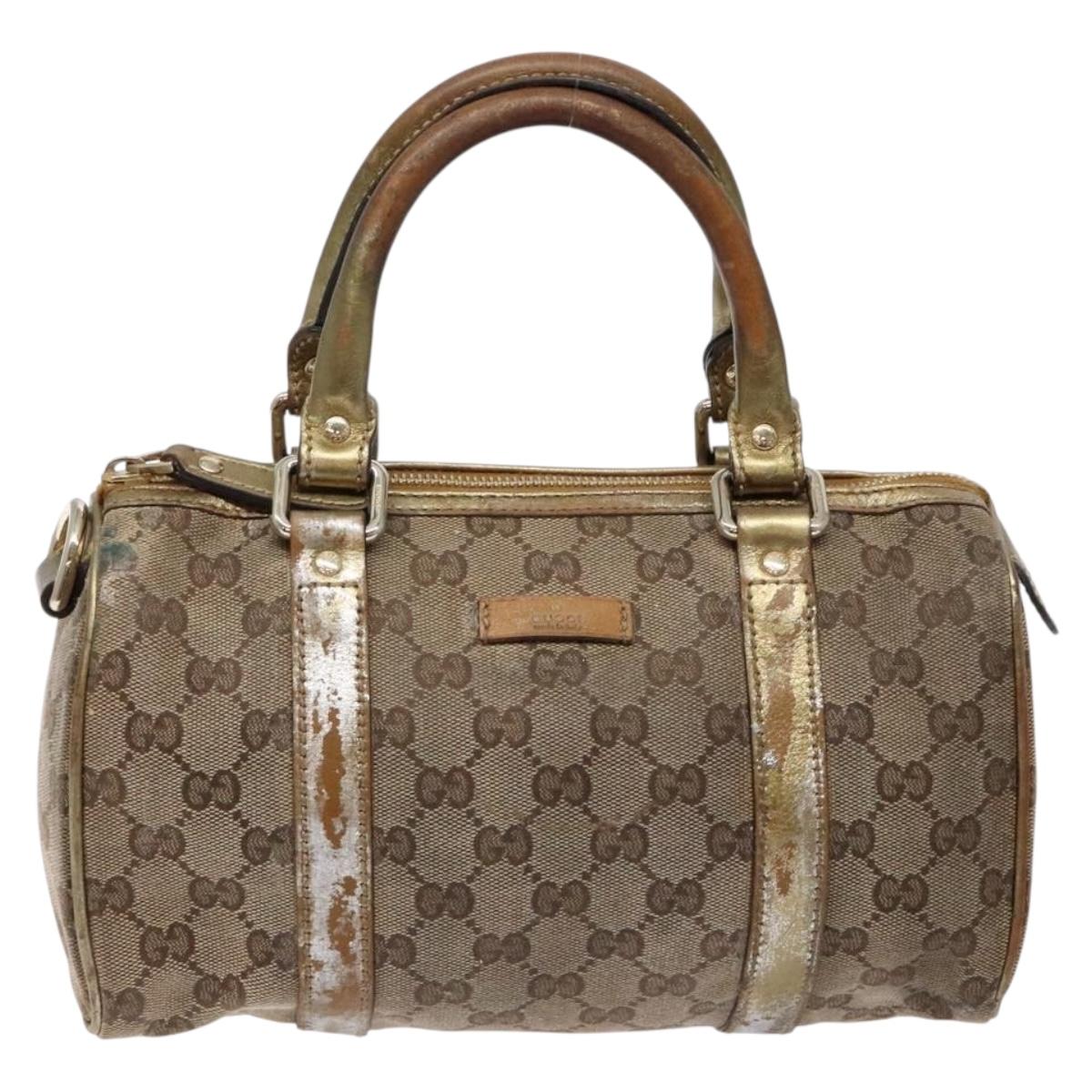 GUCCI GG Crystal Hand Bag Beige Gold 193604 Auth bs28442