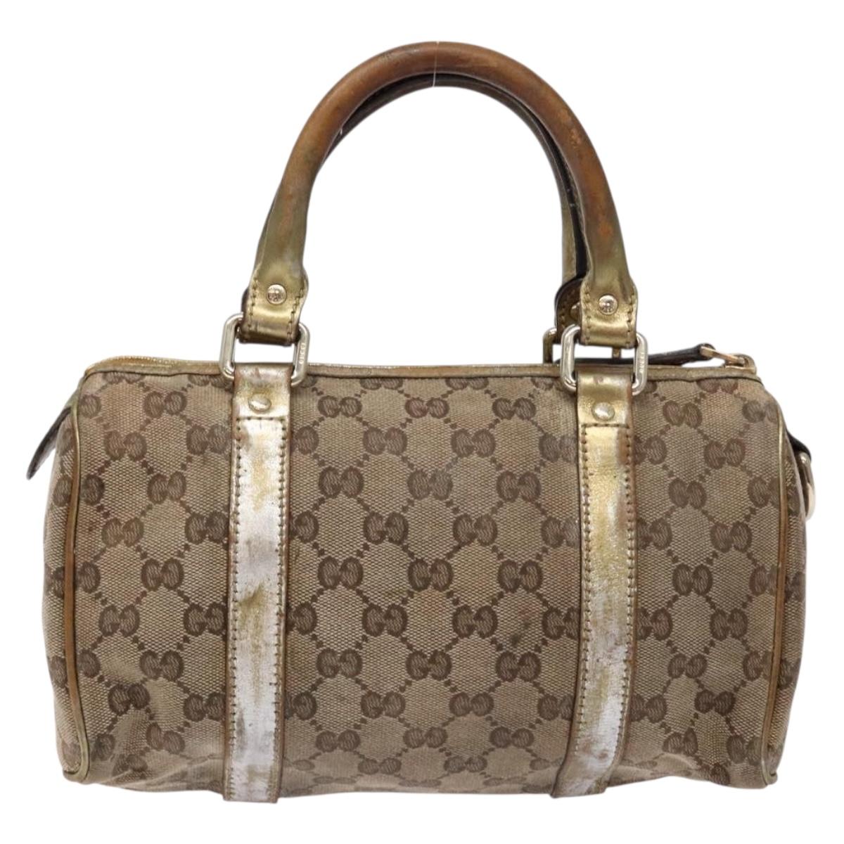 GUCCI GG Crystal Hand Bag Beige Gold 193604 Auth bs28442