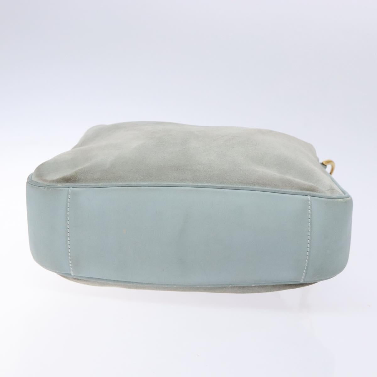GUCCI Bamboo Hand Bag Suede 2way Outlet Light Blue Gold 001 1638 Auth bs28445