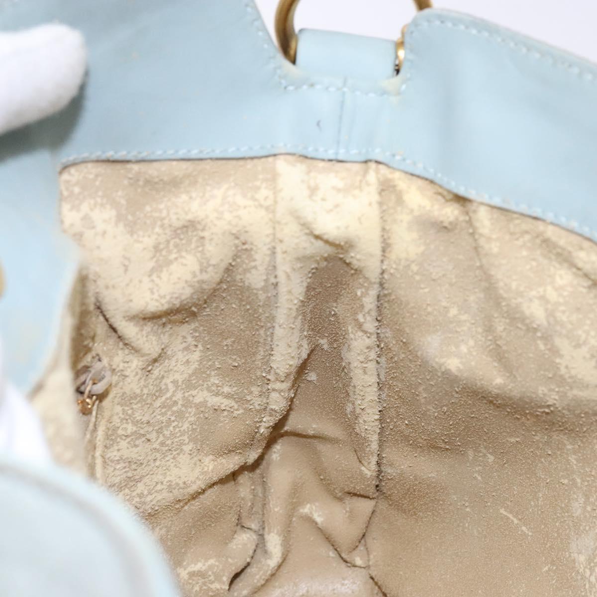 GUCCI Bamboo Hand Bag Suede 2way Outlet Light Blue Gold 001 1638 Auth bs28445