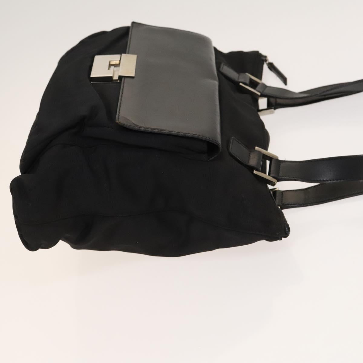 GUCCI Shoulder Bag Leather Canvas Suede 3Set Black Silver Auth bs28447