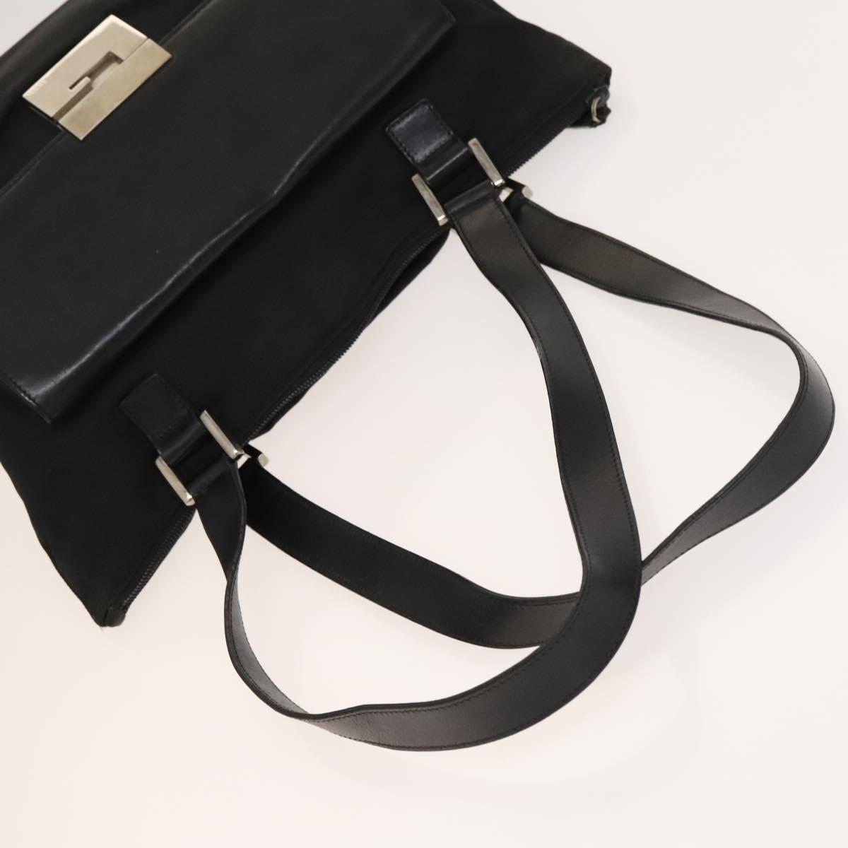GUCCI Shoulder Bag Leather Canvas Suede 3Set Black Silver Auth bs28447