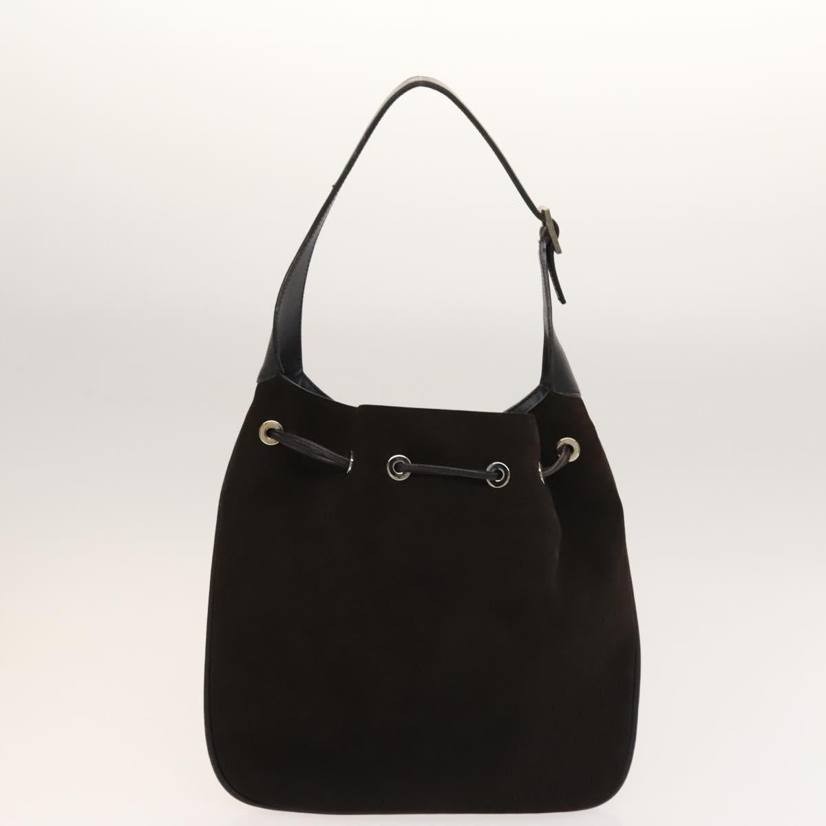 GUCCI Shoulder Bag Leather Canvas Suede 3Set Black Silver Auth bs28447