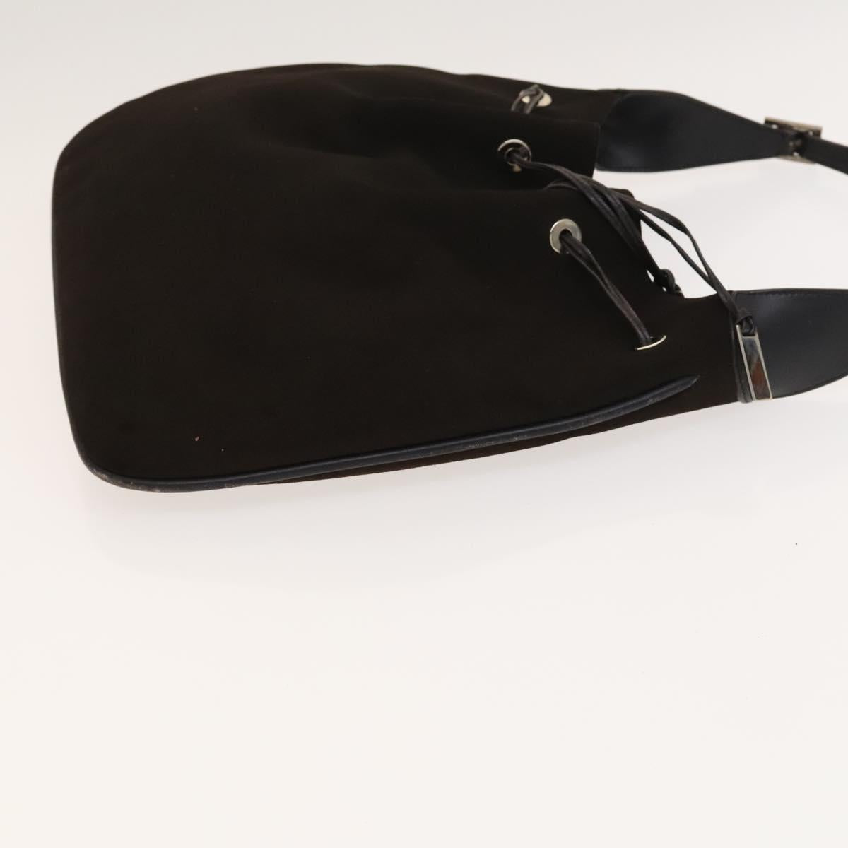 GUCCI Shoulder Bag Leather Canvas Suede 3Set Black Silver Auth bs28447
