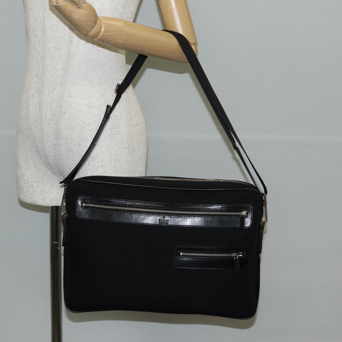 GUCCI Shoulder Bag Nylon Black Silver 73955 Auth bs28449