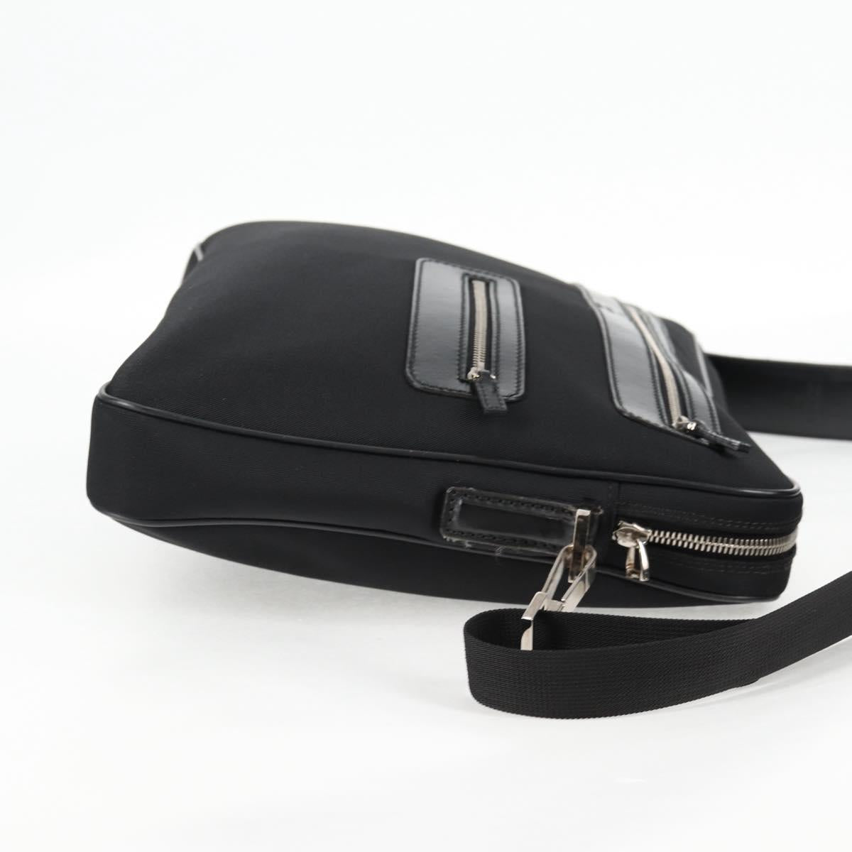 GUCCI Shoulder Bag Nylon Black Silver 73955 Auth bs28449