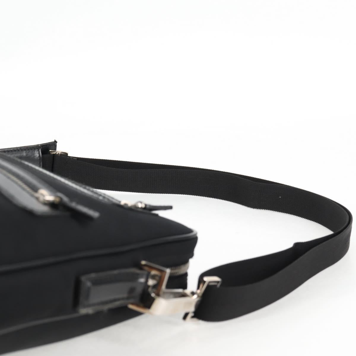 GUCCI Shoulder Bag Nylon Black Silver 73955 Auth bs28449